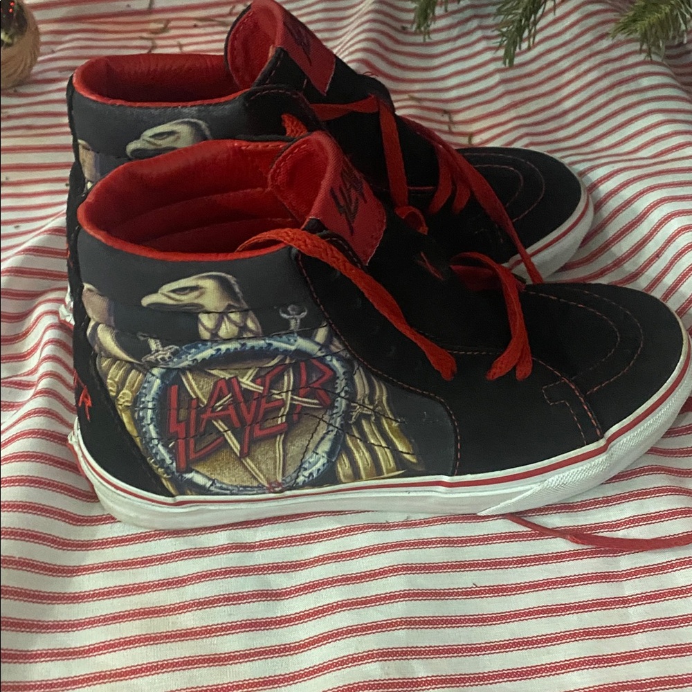 Unisex High-Top Sneakers - Vintage Vans Black and Red Circa 2008